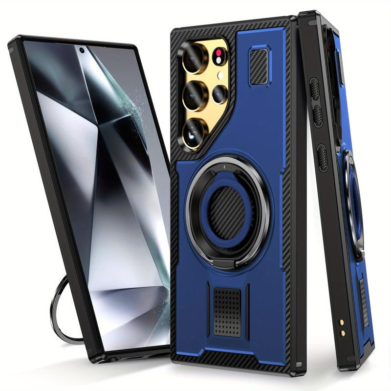 For Samsung Galaxy S25 / S24 / S23 Ultra 5G Case High Quality 360 Finger Ring Stand Back Cover Heavy Duty Anti-Drop Phone Protective Case