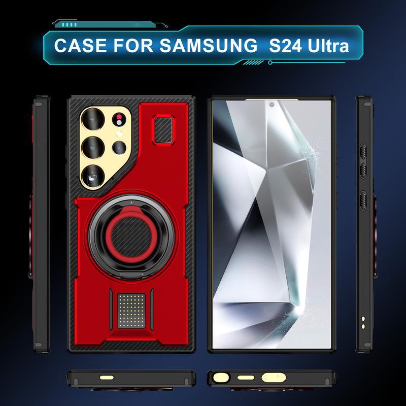 For Samsung Galaxy S25 / S24 / S23 Ultra 5G Case High Quality 360 Finger Ring Stand Back Cover Heavy Duty Anti-Drop Phone Protective Case
