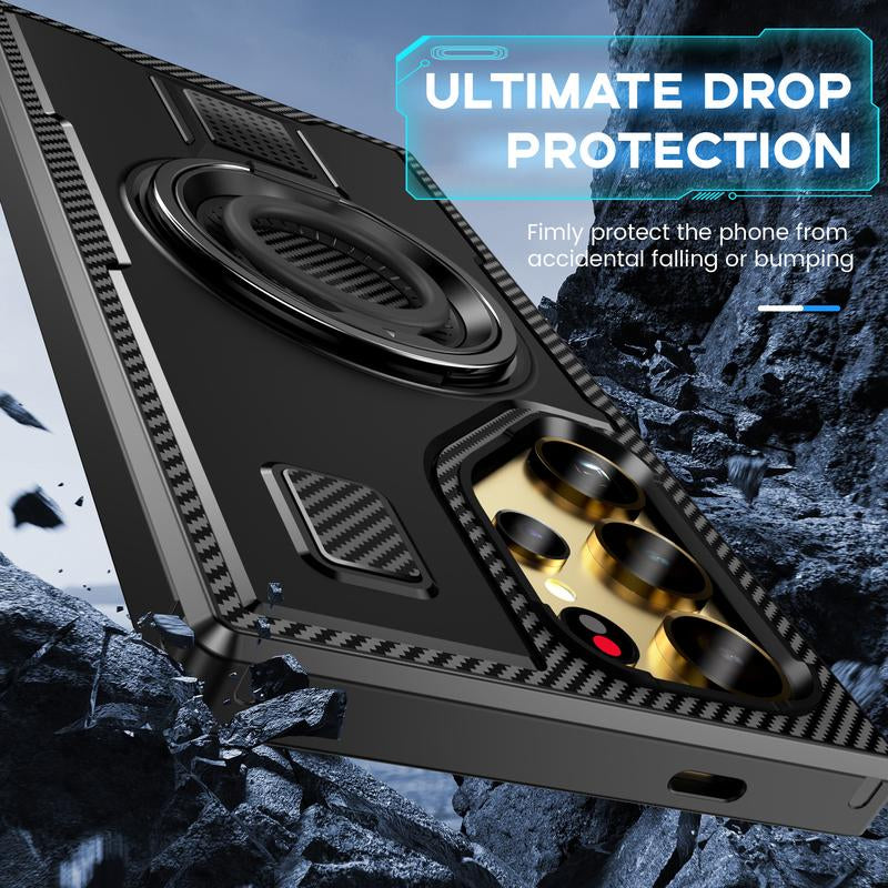 For Samsung Galaxy S25 / S24 / S23 Ultra 5G Case High Quality 360 Finger Ring Stand Back Cover Heavy Duty Anti-Drop Phone Protective Case