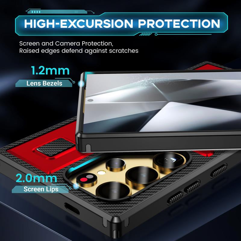 For Samsung Galaxy S25 / S24 / S23 Ultra 5G Case High Quality 360 Finger Ring Stand Back Cover Heavy Duty Anti-Drop Phone Protective Case