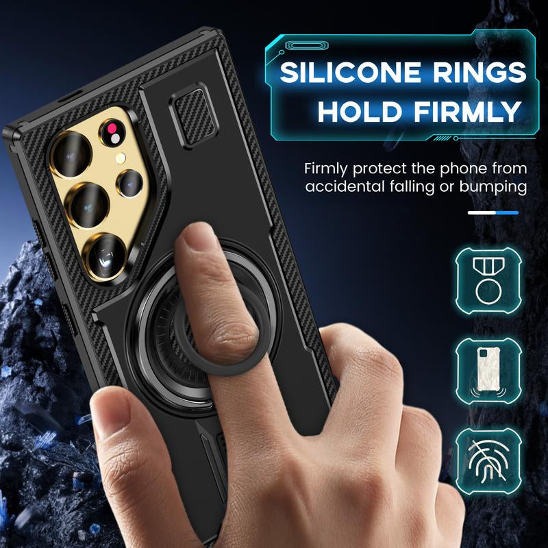 For Samsung Galaxy S25 / S24 / S23 Ultra 5G Case High Quality 360 Finger Ring Stand Back Cover Heavy Duty Anti-Drop Phone Protective Case