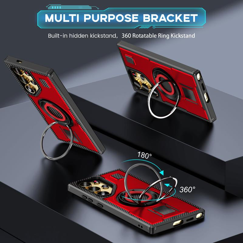 For Samsung Galaxy S25 / S24 / S23 Ultra 5G Case High Quality 360 Finger Ring Stand Back Cover Heavy Duty Anti-Drop Phone Protective Case