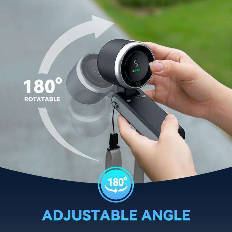 Portable Handheld Turbo Fan, 5 Gear Wind,4000Mah Battery Operated, up to 10 Working Hours, 3 in 1 Hand Fan Rechargeable with Air Turbo Tech Cooling Fan for Outdoor Activities, Travel, Working