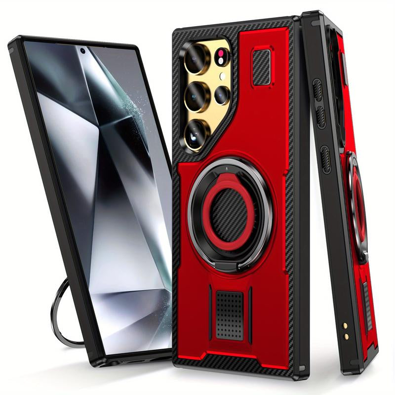 For Samsung Galaxy S25 / S24 / S23 Ultra 5G Case High Quality 360 Finger Ring Stand Back Cover Heavy Duty Anti-Drop Phone Protective Case