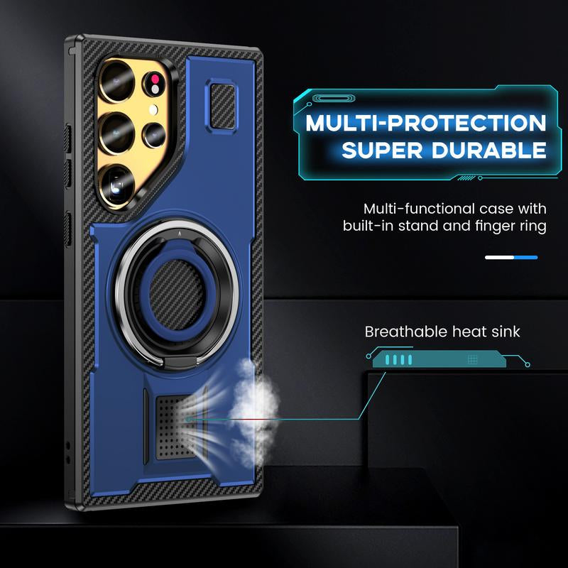 For Samsung Galaxy S25 / S24 / S23 Ultra 5G Case High Quality 360 Finger Ring Stand Back Cover Heavy Duty Anti-Drop Phone Protective Case