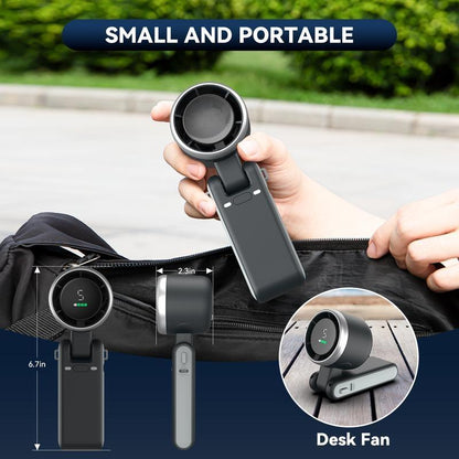 Portable Handheld Turbo Fan, 5 Gear Wind,4000Mah Battery Operated, up to 10 Working Hours, 3 in 1 Hand Fan Rechargeable with Air Turbo Tech Cooling Fan for Outdoor Activities, Travel, Working