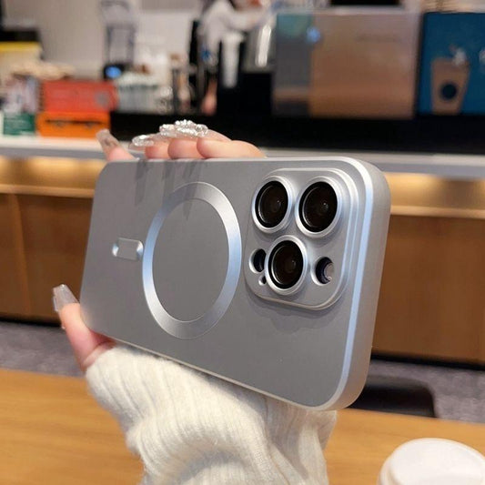 Iphone Case Ultra-Thin Frosted Magnetic Suction All-Inclusive Anti-Drop Metal Paint for Iphone 16/15/14/13/12